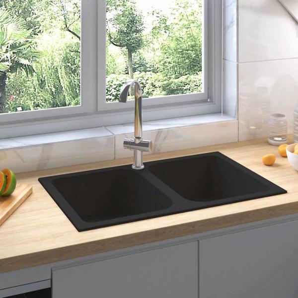 ARDEBO.de - Spülbecken Schwarz 760x480x184 mm Granit