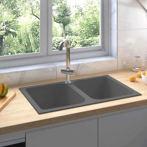 ARDEBO.de - Küchenspüle Grau 760x480x184 mm Granit