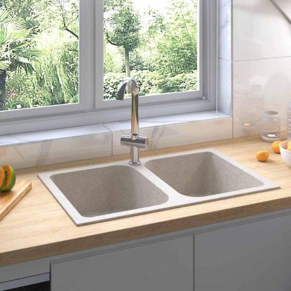 ARDEBO.de - Küchenspüle Beige 760x480x184 mm Granit