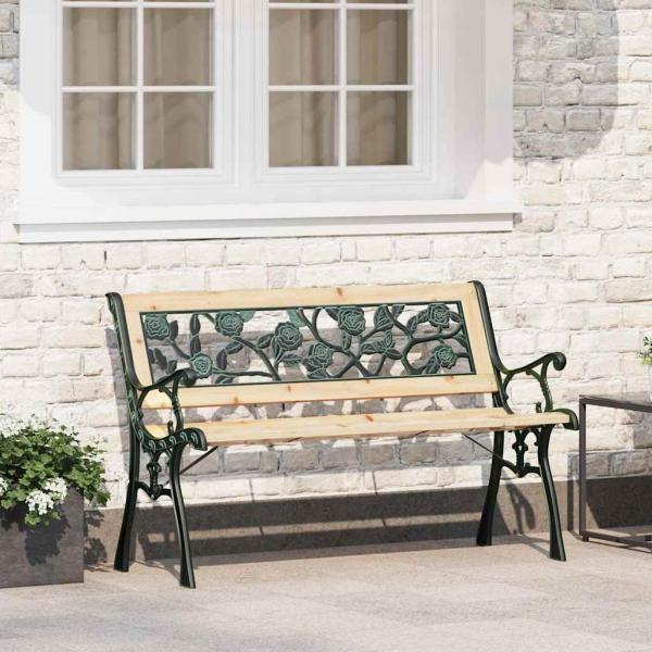 ARDEBO.de - Gartenbank mit rosenmuster Rückenlehne 116 cm Holz
