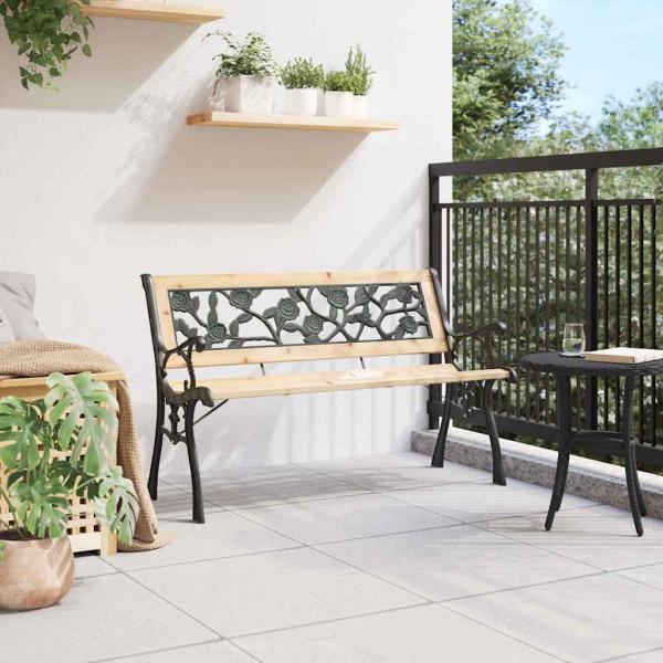 Gartenbank mit rosenmuster Rückenlehne 116 cm Holz