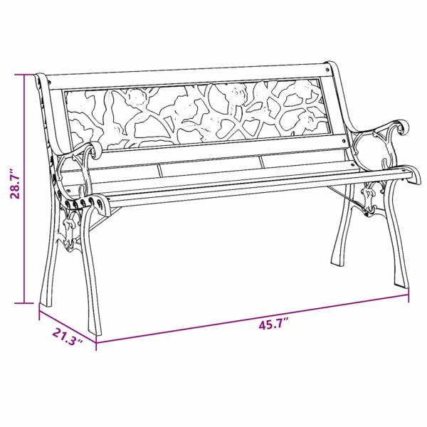 Gartenbank mit rosenmuster Rückenlehne 116 cm Holz