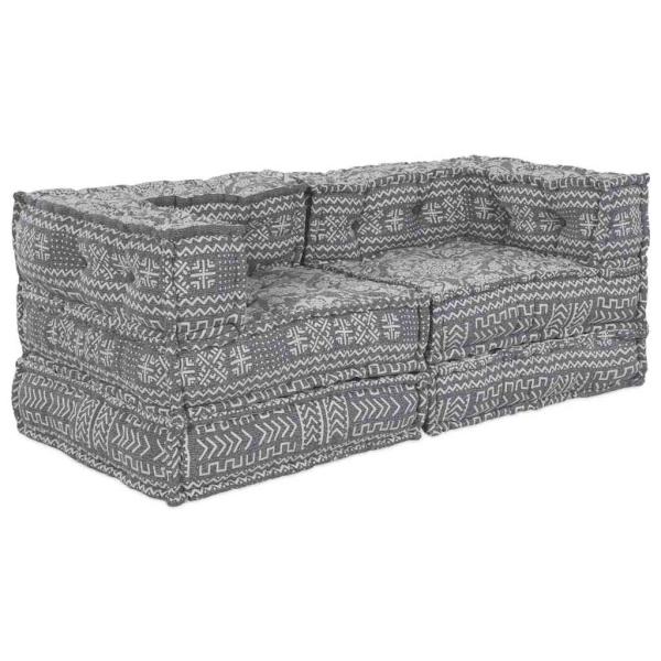ARDEBO.de - 2-Sitzer Modularer Pouffe Sofa Umwandelbar Hellgrau Stoff