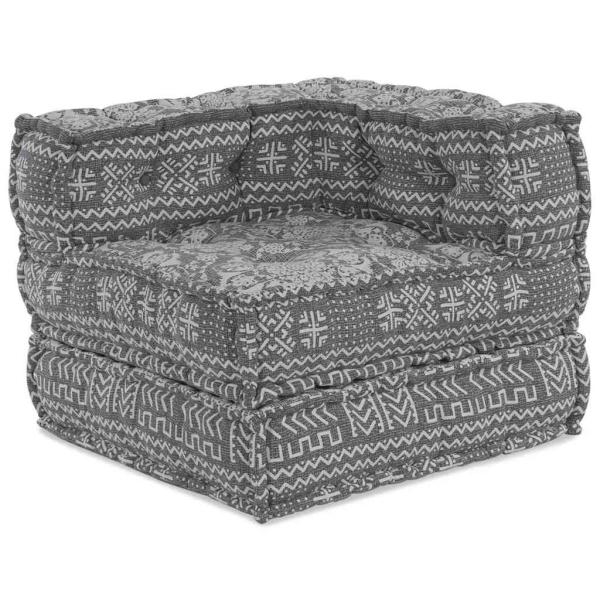 2-Sitzer Modularer Pouffe Sofa Umwandelbar Hellgrau Stoff