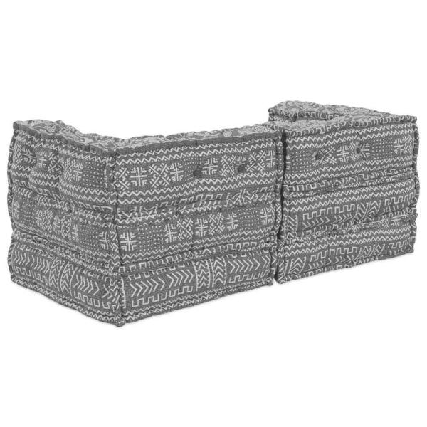 2-Sitzer Modularer Pouffe Sofa Umwandelbar Hellgrau Stoff