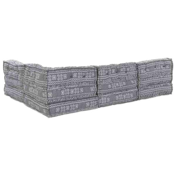 4-Sitzer Modul-Pouffe Sofa Umbaubar Hellgrau Stoff