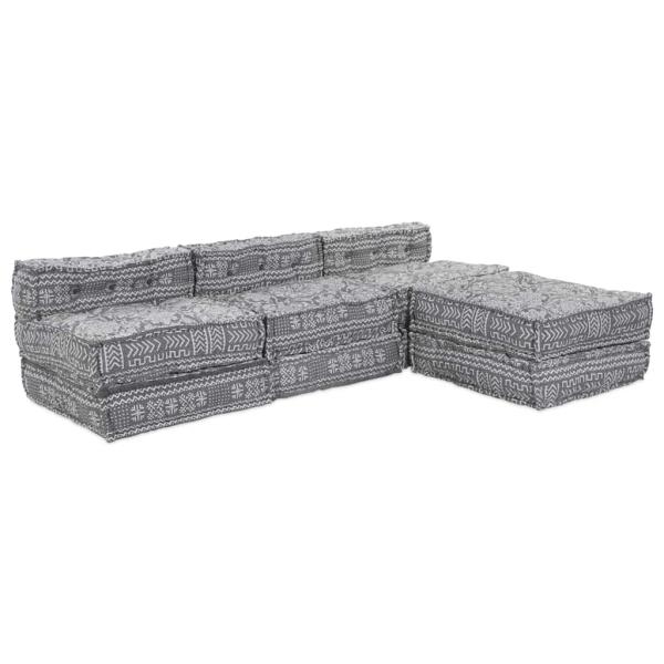 ARDEBO.de - 4-Sitzer Modularer Pouf Sofa Umwandelbar in Hellgrau