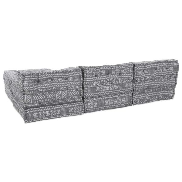4-Sitzer Modularer Pouf Sofa Umwandelbar in Hellgrau