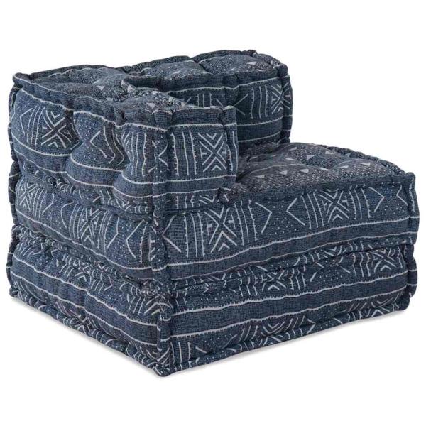 2-Sitzer Modul Pouffe Sofa Umwandelbar Indigo Stoff