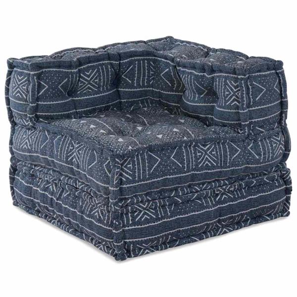 2-Sitzer Modul Pouffe Sofa Umwandelbar Indigo Stoff