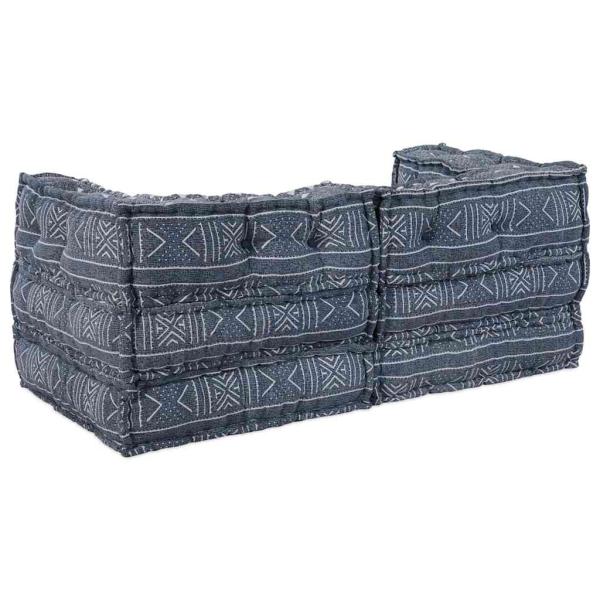 2-Sitzer Modul Pouffe Sofa Umwandelbar Indigo Stoff