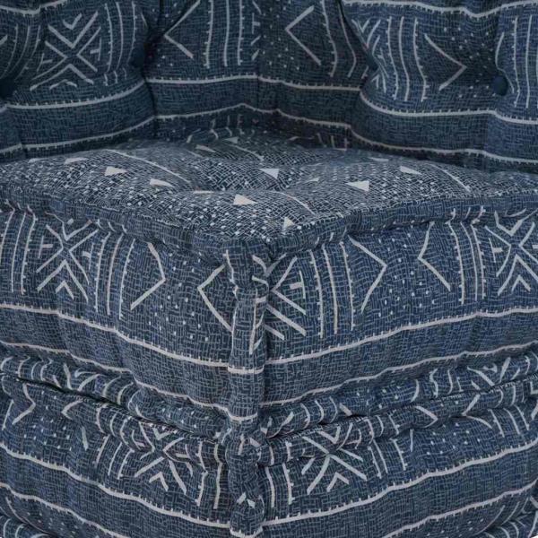 2-Sitzer Modul Pouffe Sofa Umwandelbar Indigo Stoff