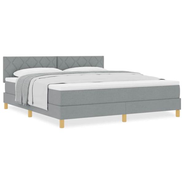 Boxspringbett mit Matratze Hellgrau 180x200 cm Stoff