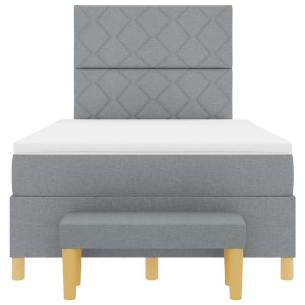 Boxspringbett mit Matratze & Bank Hellgrau 120x190 cm Stoff