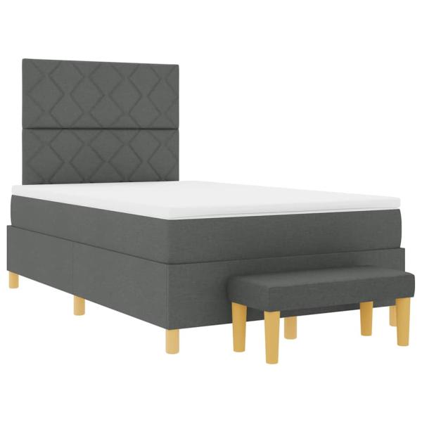 Boxspringbett mit Matratze & Bank Dunkelgrau 120x190 cm Stoff