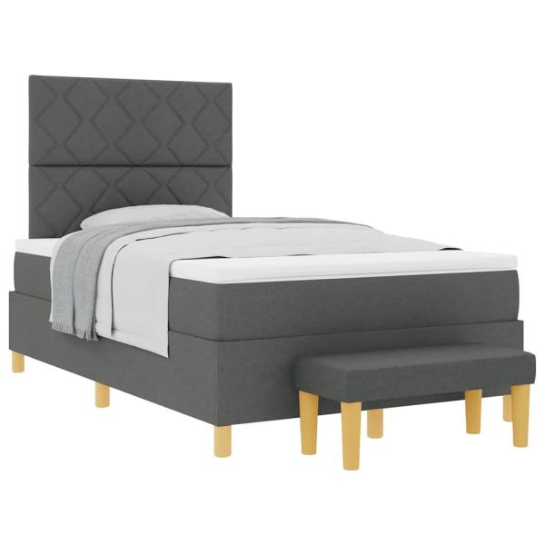 Boxspringbett mit Matratze & Bank Dunkelgrau 120x190 cm Stoff