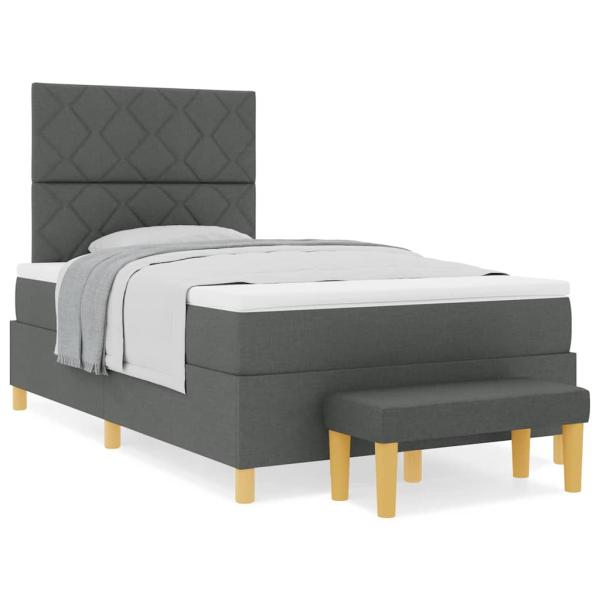 Boxspringbett mit Matratze & Bank Dunkelgrau 120x190 cm Stoff