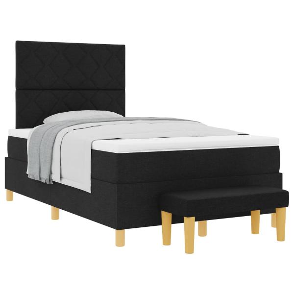 Boxspringbett mit Matratze und Bank Schwarz 120x190 cm Stoff