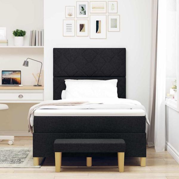 Boxspringbett mit Matratze und Bank Schwarz 120x190 cm Stoff