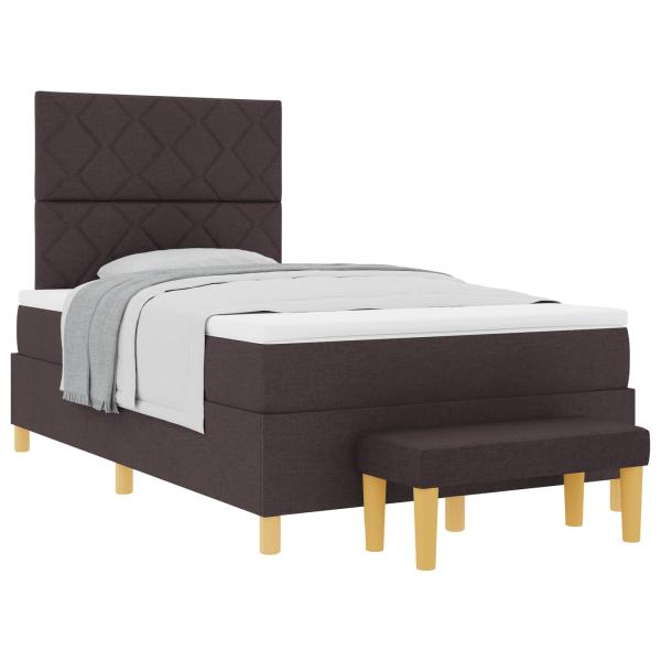 Boxspringbett mit Matratze & Bank Dunkelbraun 120x190 cm Stoff