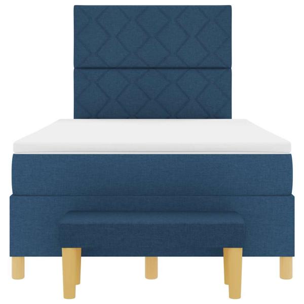 Boxspringbett mit Matratze & Bank Blau 120x190 cm Stoff