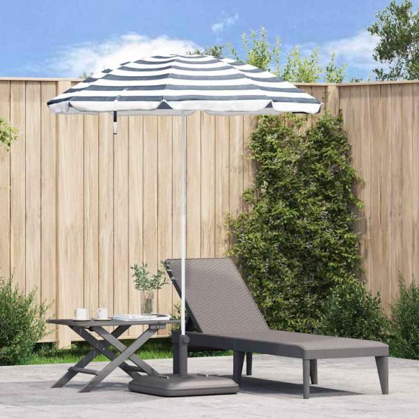 ARDEBO.de - Strandparasol mit Metallstange Blau & Weiß 161x193 cm Polyester