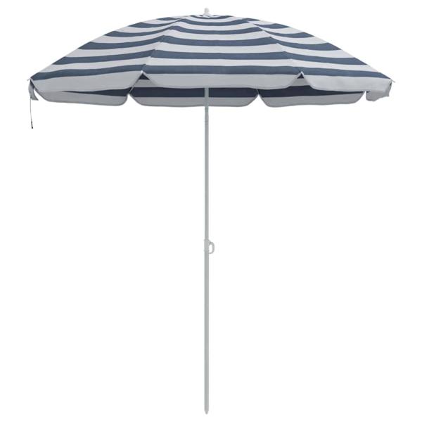Strandparasol mit Metallstange Blau & Weiß 161x193 cm Polyester