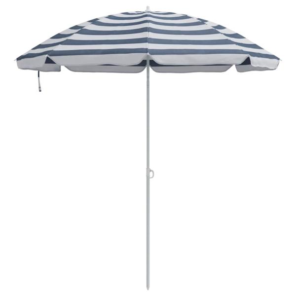 Strandparasol mit Metallstange Blau & Weiß 161x193 cm Polyester