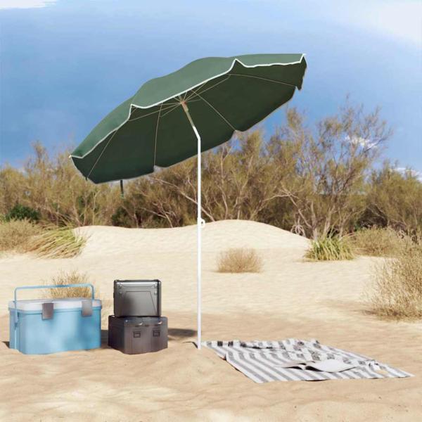 Strand-Schirm mit Metallstange Grün 161x193 cm Polyester