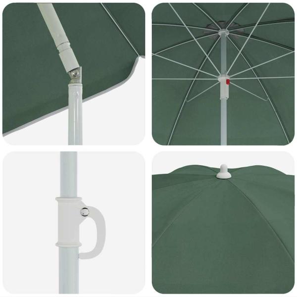 Strand-Schirm mit Metallstange Grün 161x193 cm Polyester