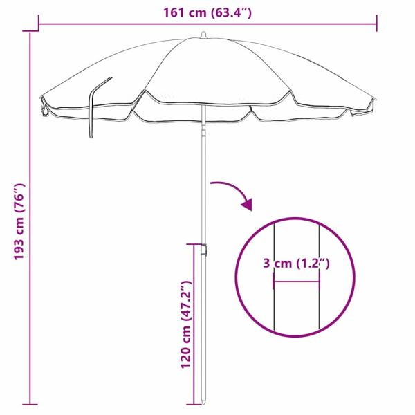 Strand-Schirm mit Metallstange Grün 161x193 cm Polyester