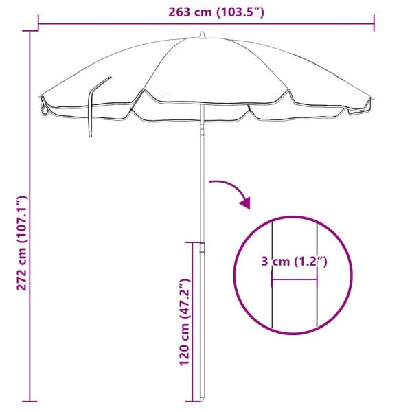 Strandparasol mit Aluminiumgestell Blau & Weiß 300 cm