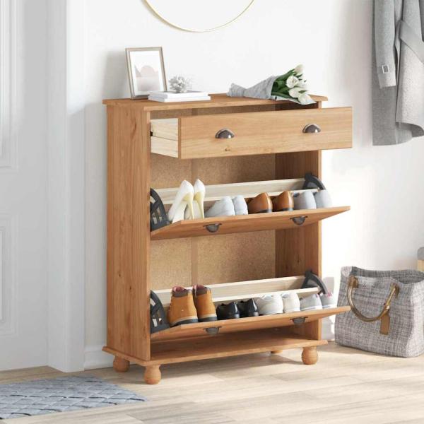 Schuhregale und -organisationen Braun Massivholz Kiefer Mittel