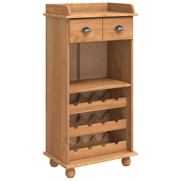 Weinregal ASKIM für 12 Flaschen Honigbraun Massivholz Kiefer