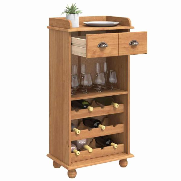 Weinregal ASKIM für 12 Flaschen Honigbraun Massivholz Kiefer