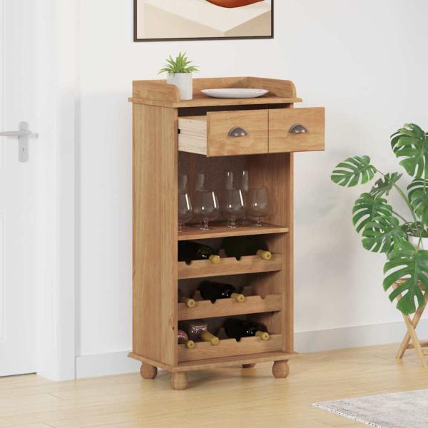 Weinregal ASKIM für 12 Flaschen Honigbraun Massivholz Kiefer