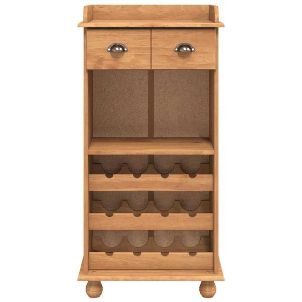 Weinregal ASKIM für 12 Flaschen Honigbraun Massivholz Kiefer