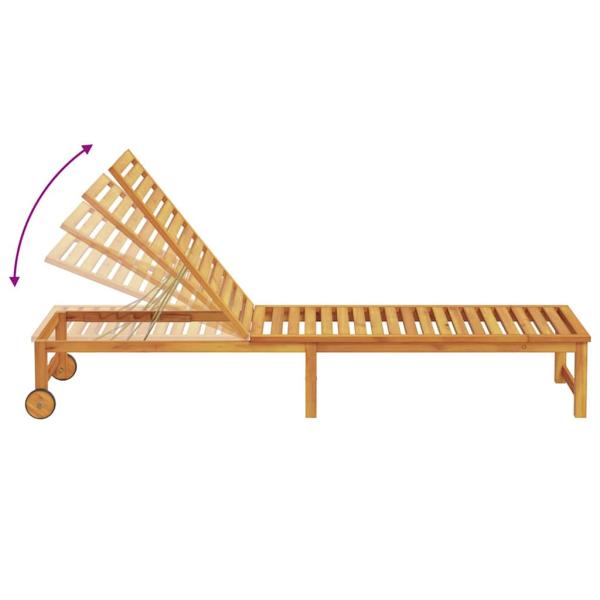 Sonnenliege mit Tisch aus massivem Akazienholz