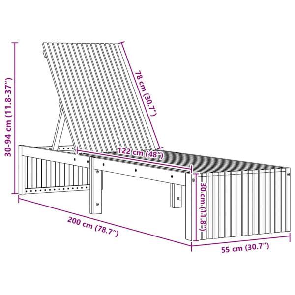 Faltbare Sonnenliege Naturholz Massivholz Standard