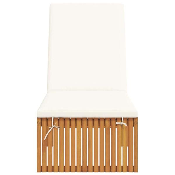 Gepolsterte Sonnenliege Hellbraun und Creme Massivholz und Polyester