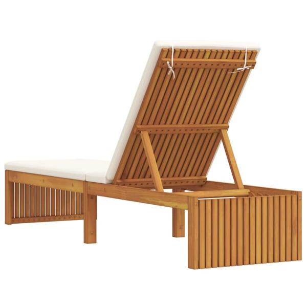 Gepolsterte Sonnenliege Hellbraun und Creme Massivholz und Polyester