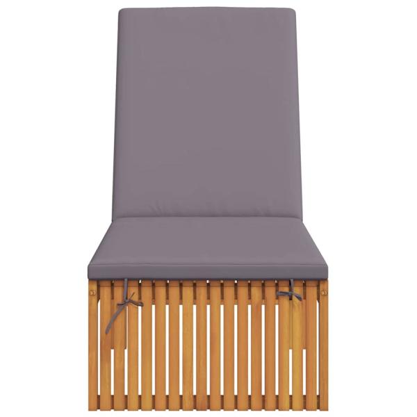 Sonnenliege mit Kissen Grau, Braun Massivholz, Polyesterkissen