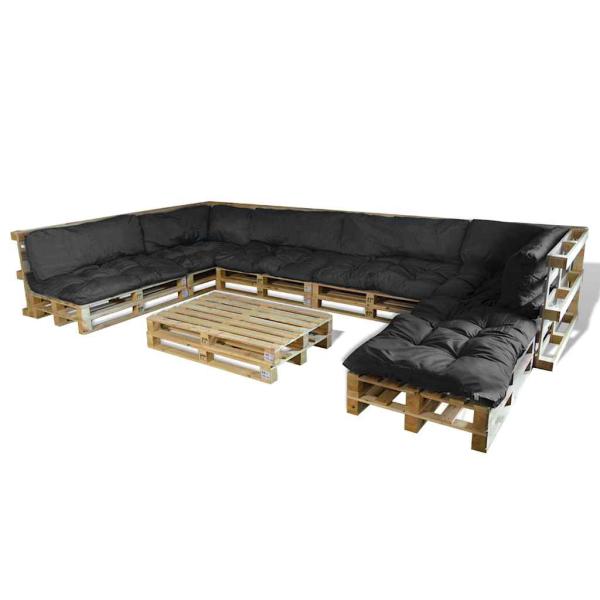 ARDEBO.de - Paletten Sofa Kissen 13 Teile Grau Stoff