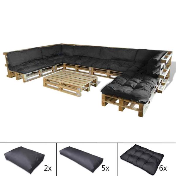 Paletten Sofa Kissen 13 Teile Grau Stoff