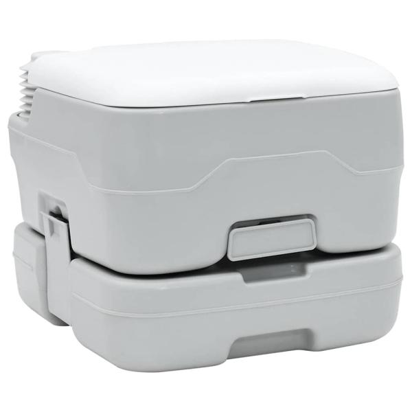 ARDEBO.de - Tragbare Toilette in Grau und Weiß aus Kunststoff, 10 L