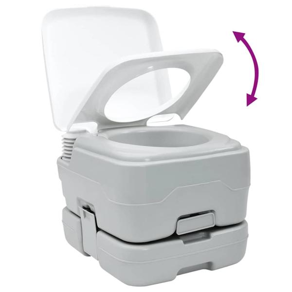 Tragbare Toilette in Grau und Weiß aus Kunststoff, 10 L