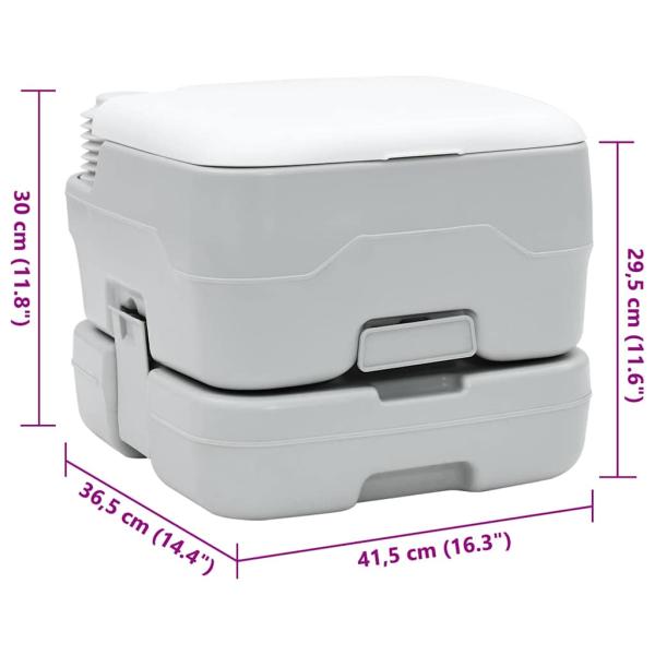 Tragbare Toilette in Grau und Weiß aus Kunststoff, 10 L