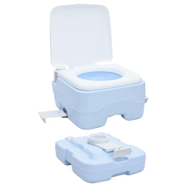 tragbare Toilette in Lichtblau & Weiß aus Kunststoff, 10 L