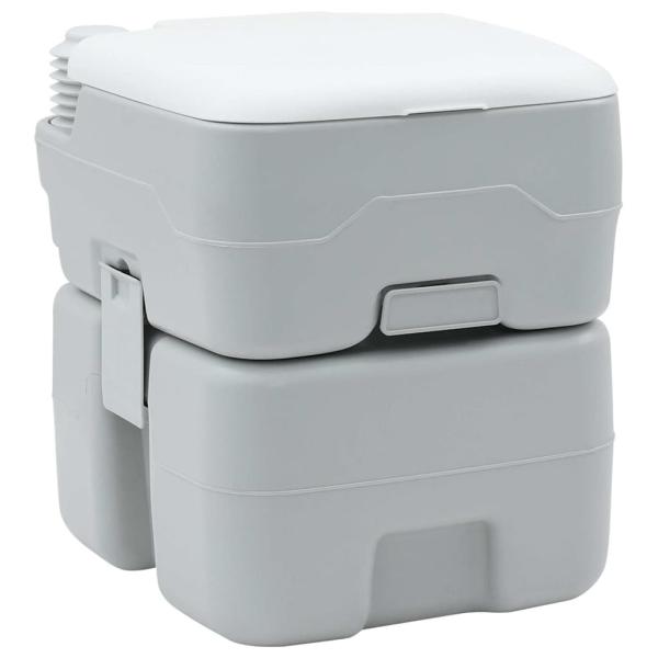 ARDEBO.de - Tragbare Toilette in Grau & Weiß aus Kunststoff - 20 L