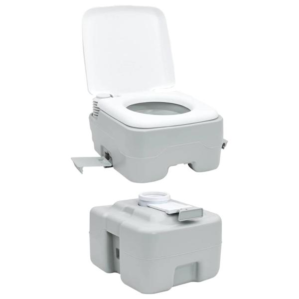 Tragbare Toilette in Grau & Weiß aus Kunststoff - 20 L